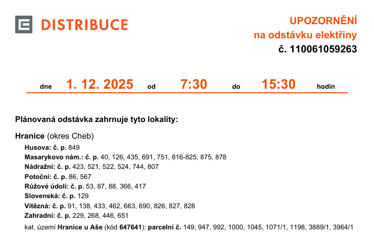 Omezení dodávky el. proudu